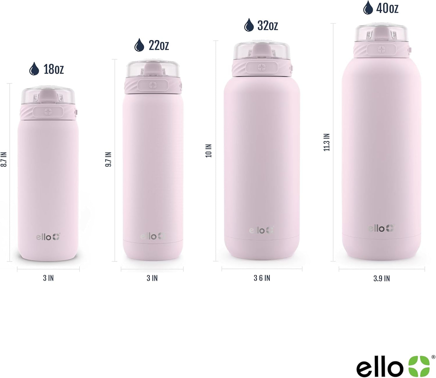 Ello Cooper 18oz Stainless Steel Water Bottle with Straw and Carry Handle, Double Walled and Vacuum Insulated Metal, Leak Proof Locking Lid with Soft Silicone Spout, Reusable, BPA Free, Cashmere Pink