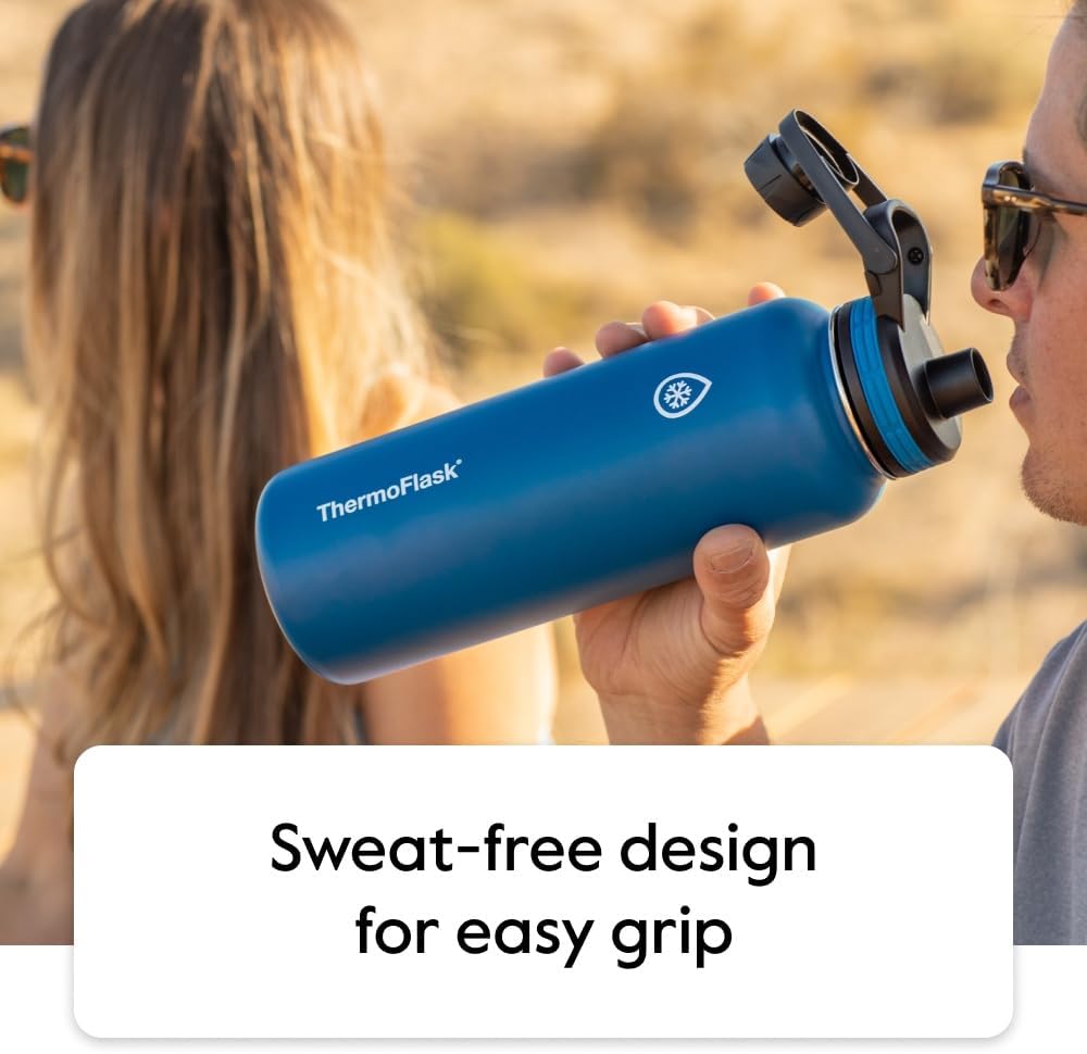 ThermoFlask Kids Bottle with Straw Lid - Durable & Dishwasher-Safe Water Bottles & Lids - Leak-Proof Bottle Lid Design - Reusable Water Bottles for Everyday Use - 16 oz, Aquamarine/Storm Pink (2 Pack)