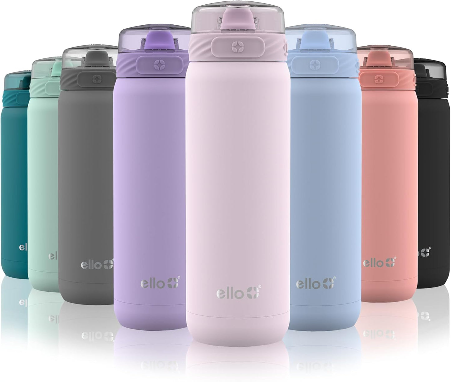 Ello Cooper 18oz Stainless Steel Water Bottle with Straw and Carry Handle, Double Walled and Vacuum Insulated Metal, Leak Proof Locking Lid with Soft Silicone Spout, Reusable, BPA Free, Cashmere Pink