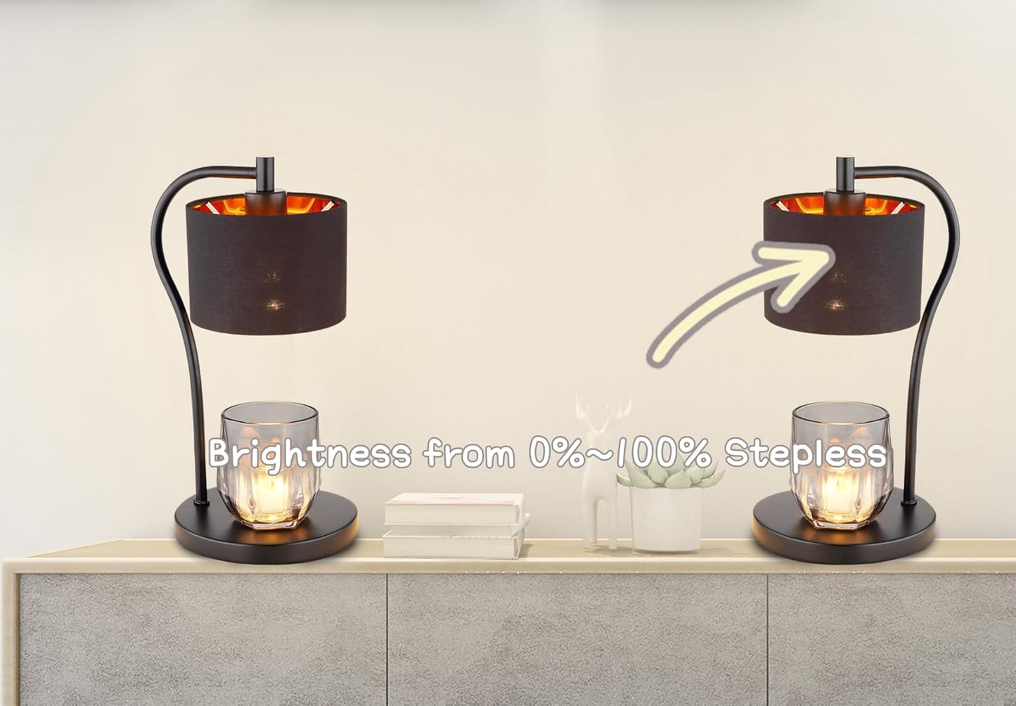 Fabric Candle Warmer Lamp, Dimmerable Candle Warmer with 2