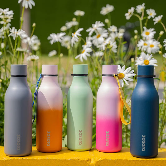 BJPKPK Insulated Water Bottles, 18 oz Stainless Steel Metal Water Bottle with Strap, BPA Free Leak Proof Thermos, Mugs, Flasks, Reusable Water Bottle for Sports & Travel, Navy Blue