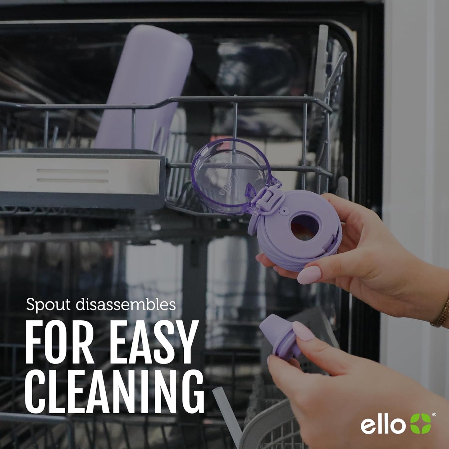 Ello Cooper 18oz Stainless Steel Water Bottle with Straw and Carry Handle, Double Walled and Vacuum Insulated Metal, Leak Proof Locking Lid with Soft Silicone Spout, Reusable, BPA Free, Cashmere Pink