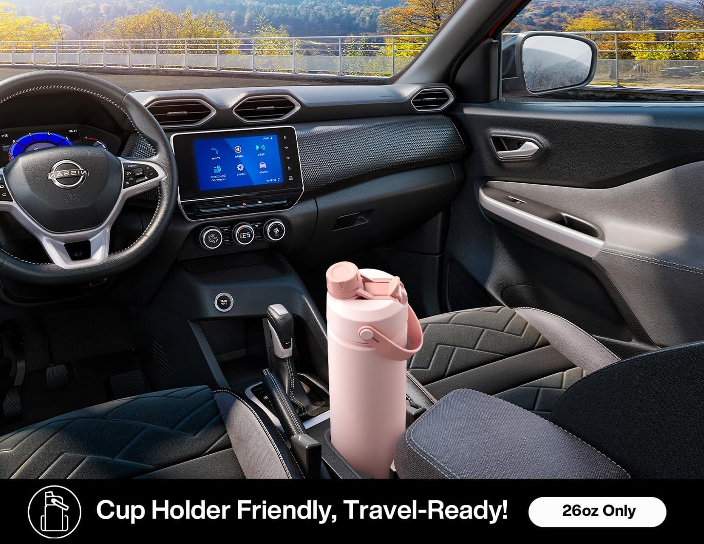 26 oz Insulated Water Bottle with 2-in-1 Straw and Spout Lid, Keep Cold 24H, Leak-Proof, Fits in Car Cup Holder, Stainless Steel Water Bottle for Sports, Travel, and School (Dark Knight)