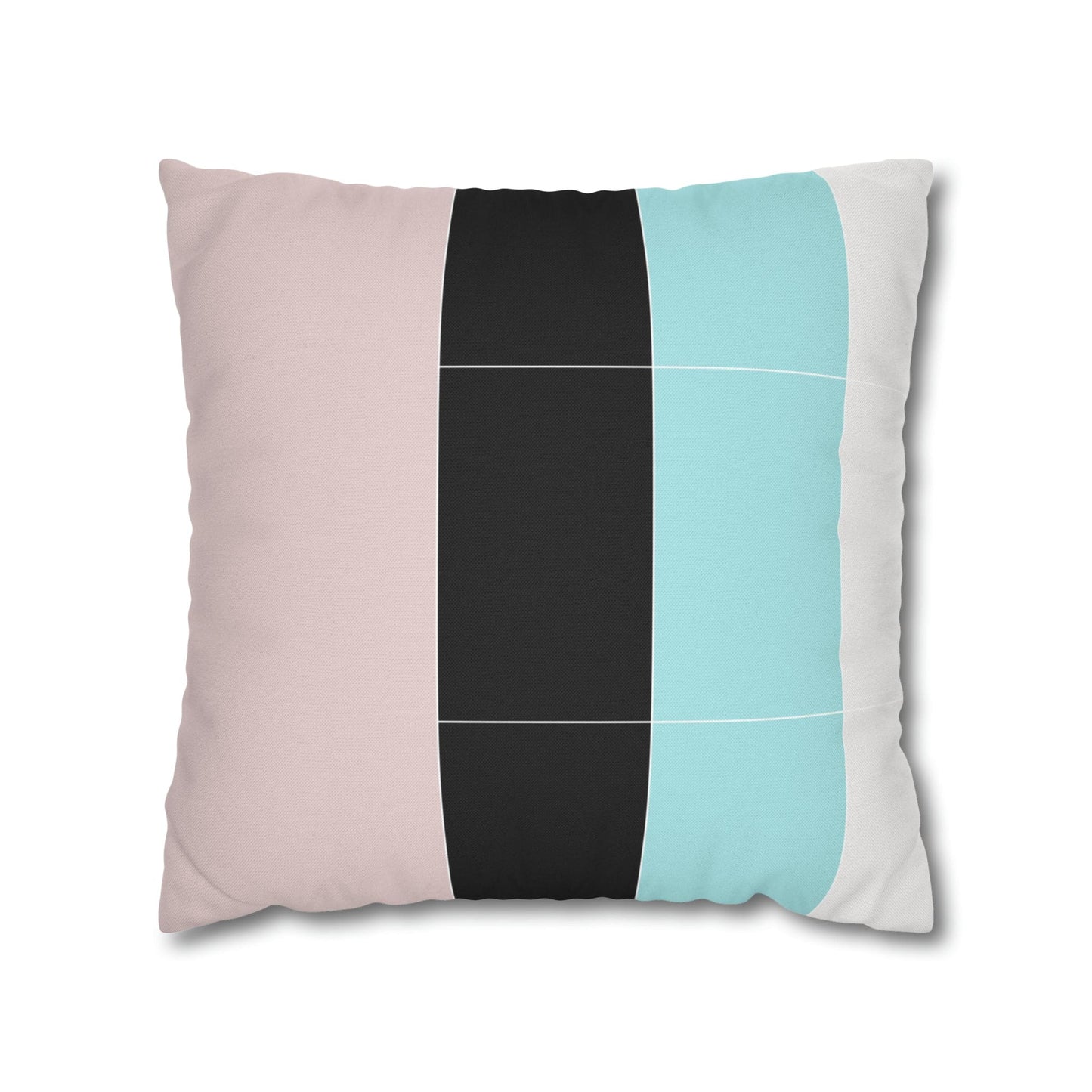 Decorative Throw Pillow Cover - Pastel Pink Black Blue Stripes