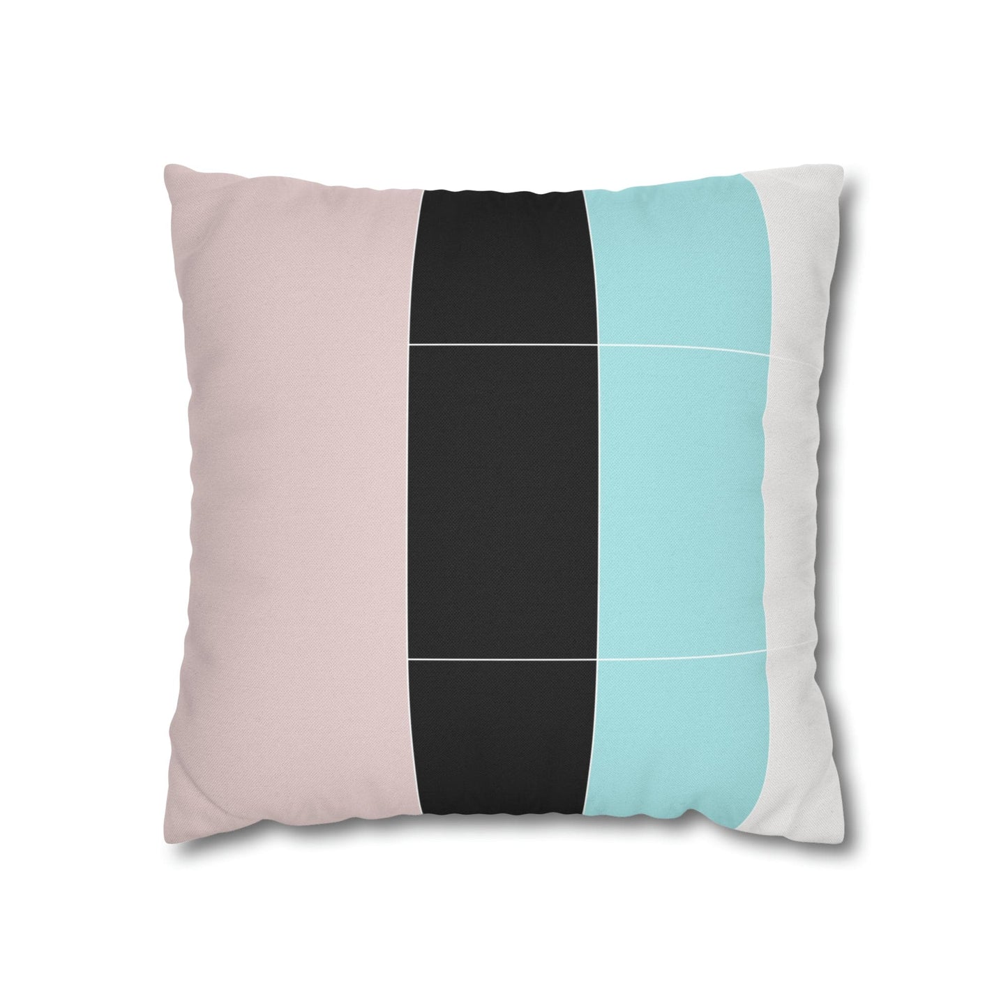 Decorative Throw Pillow Cover - Pastel Pink Black Blue Stripes