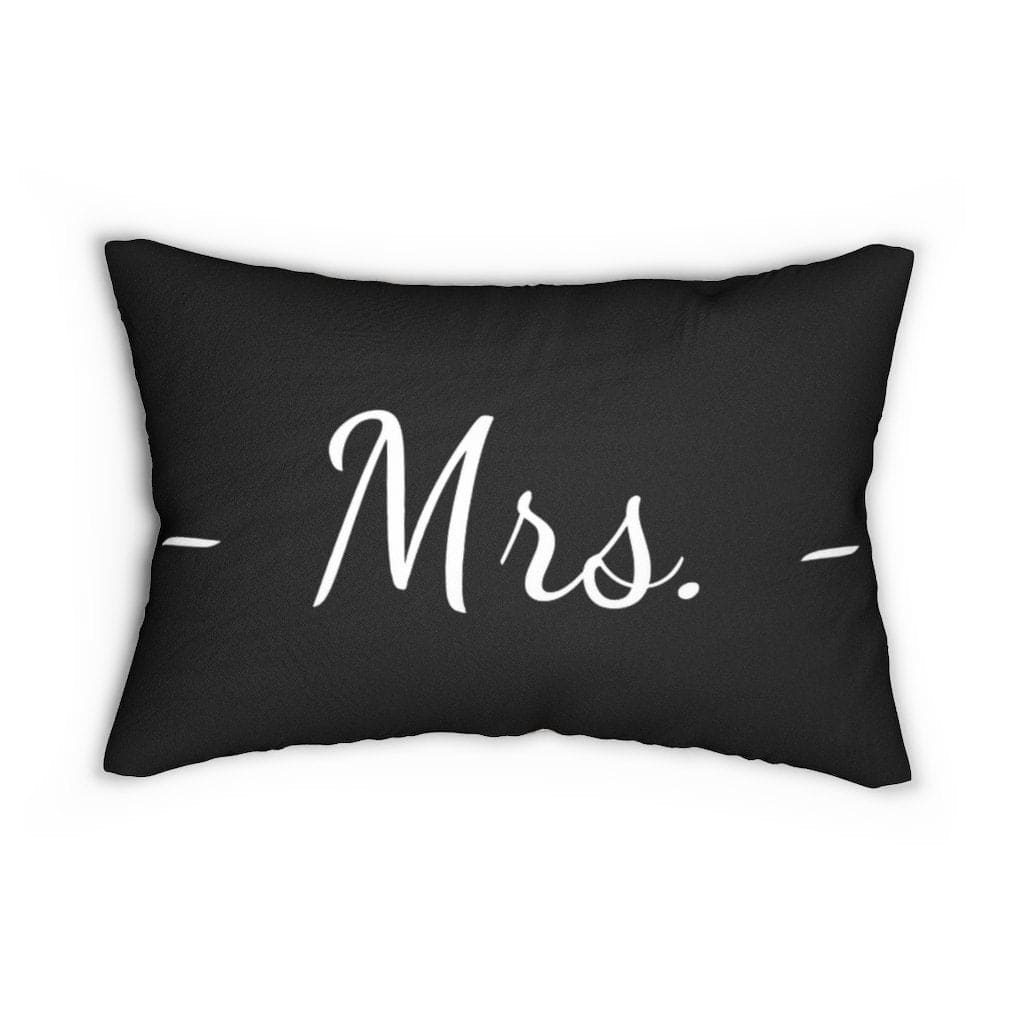 Decorative Lumbar Throw Pillow - Mrs. - Beige Black