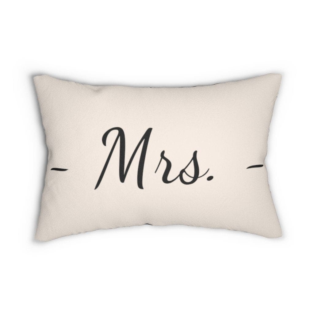 Decorative Lumbar Throw Pillow - Mrs. - Beige Black