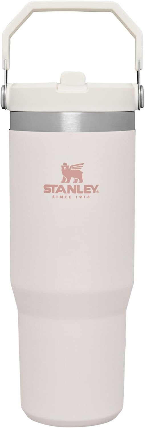 Stanley IceFlow Stainless Steel Tumbler with Straw - Vacuum Insulated Water Bottle for Home, Office or Car Reusable Cup with Straw Leak Resistant Flip Cold for 12 Hrs or Iced for 2 Days (Rose Quartz)