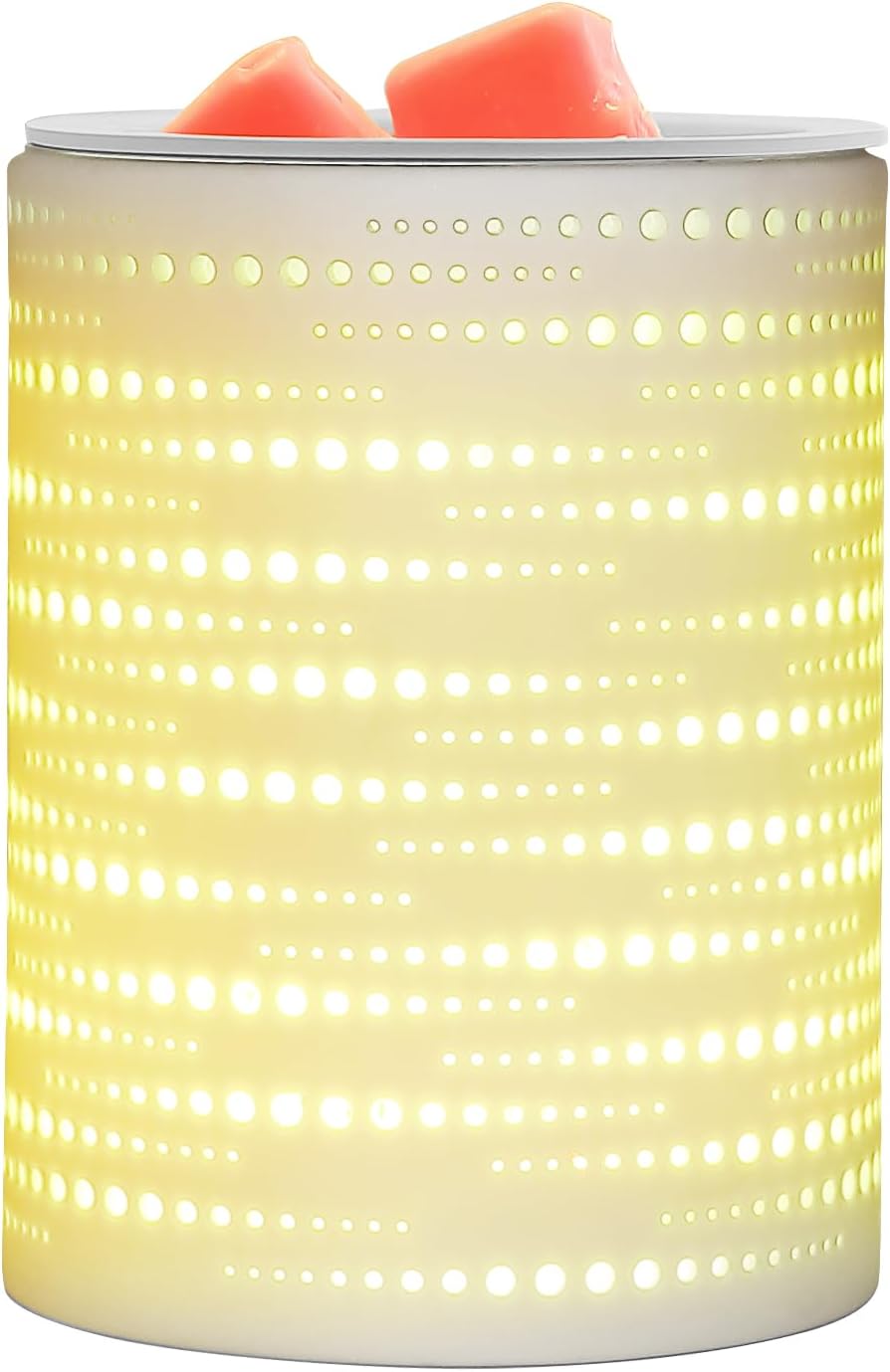 Wax Melt Warmer with Timer & Colorful LED Lights, Ceramic Oil Burner