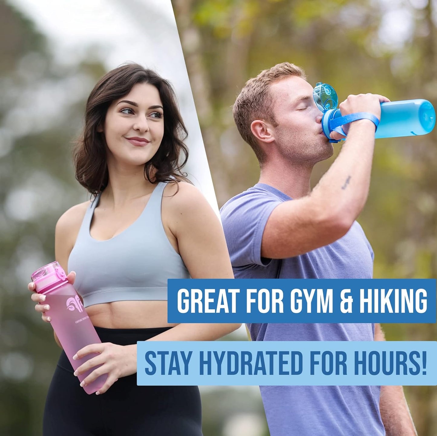 Embrava Sports Water Bottle - 32oz Large - Fast Flow Quick Sip Lid - BPA & BPS Free - Leakproof, Flip Top - Lightweight & Sturdy Tritan Plastic - Strainer for Fruit & Ice