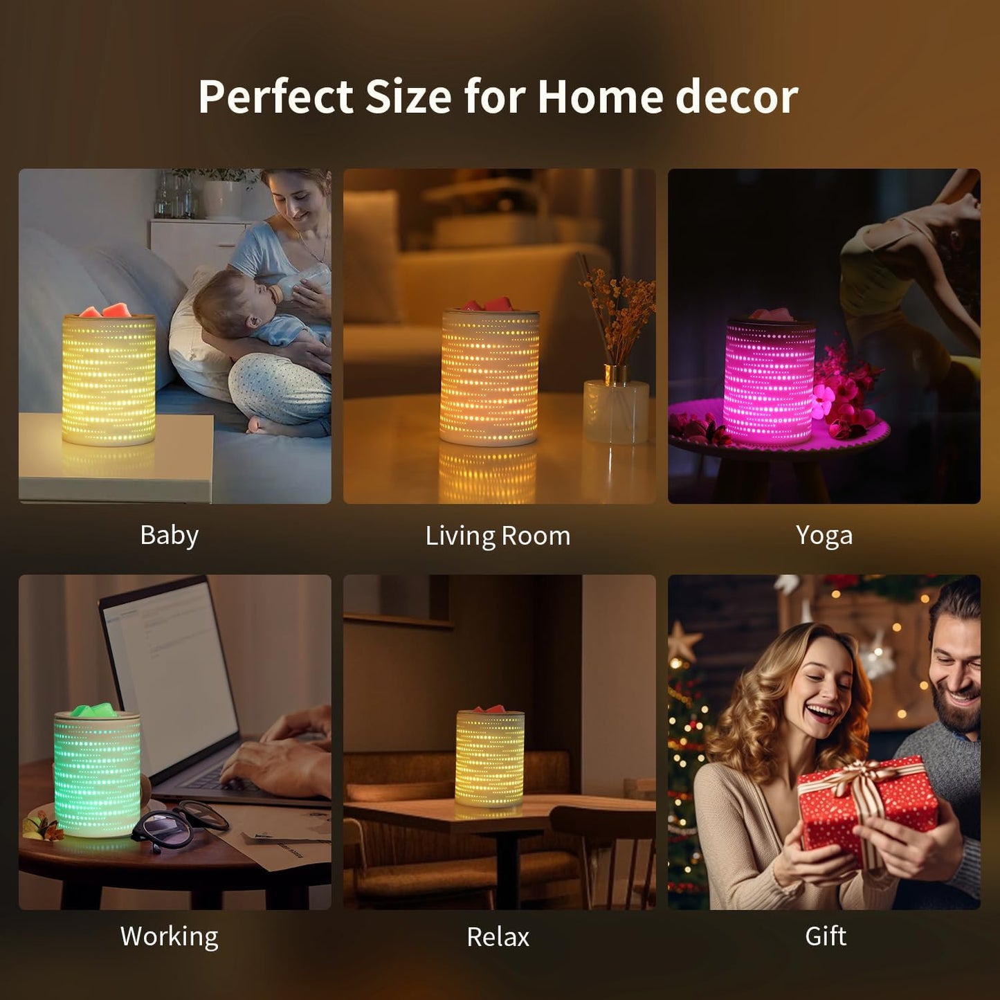 Wax Melt Warmer with Timer & Colorful LED Lights, Ceramic Oil Burner