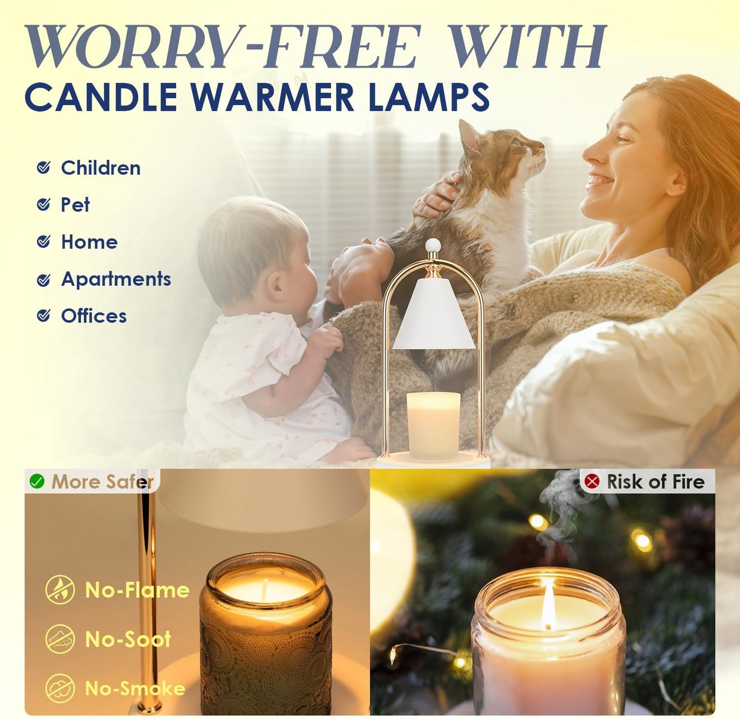 Soilsiu Candle Warmer Lamp With Timer, Electric White Light for Bedroom