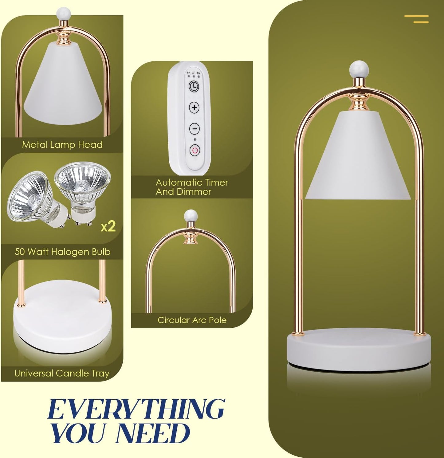 Soilsiu Candle Warmer Lamp With Timer, Electric White Light for Bedroom