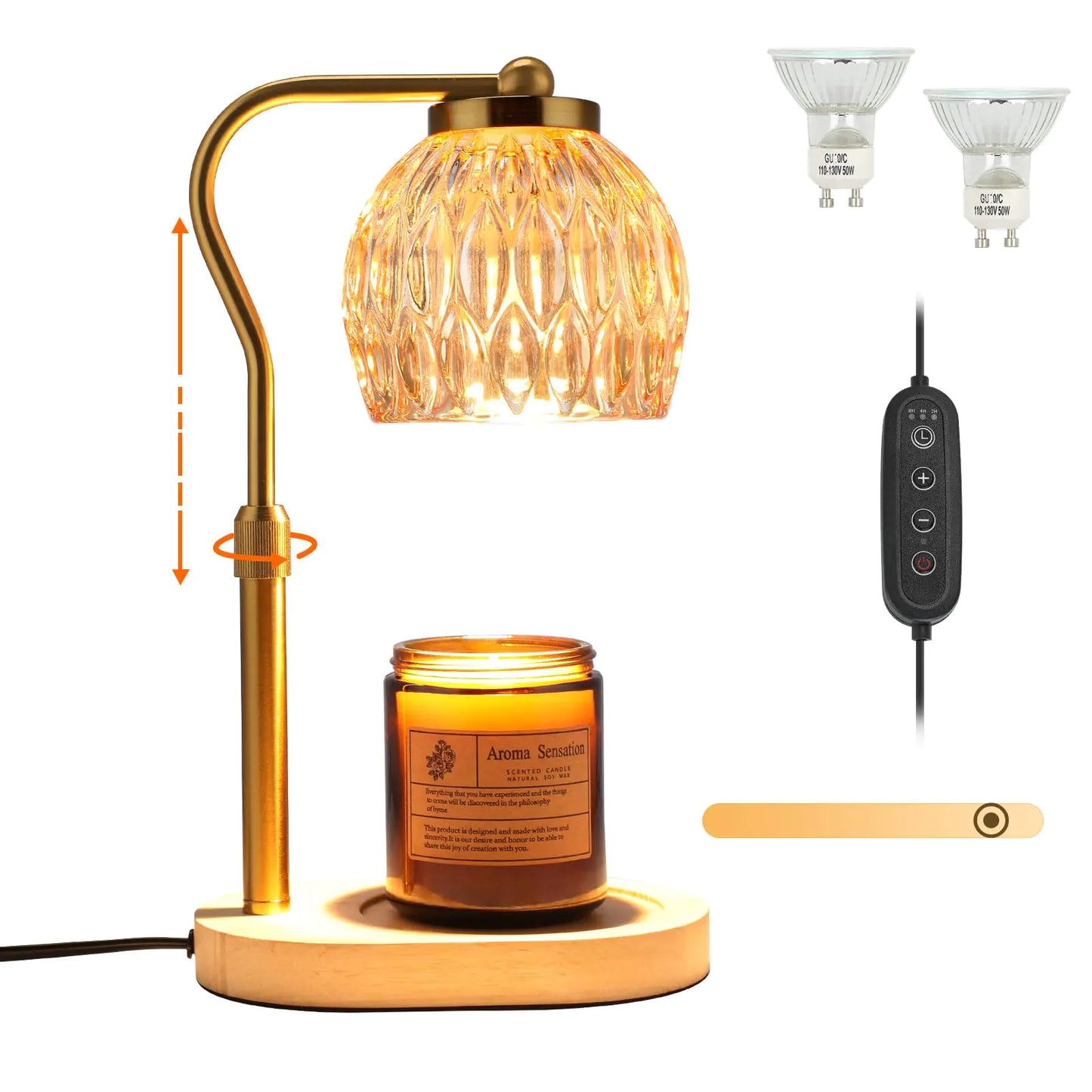 Candle Warmer LampAdjustable Height Candle Warmer Timer & Dimmer for Jar CandlesCandle Lamp for Bedroom Home Decor 2025 Valentines Day Gifts for Womens Candle Warming Lamp with 2 Bulbs