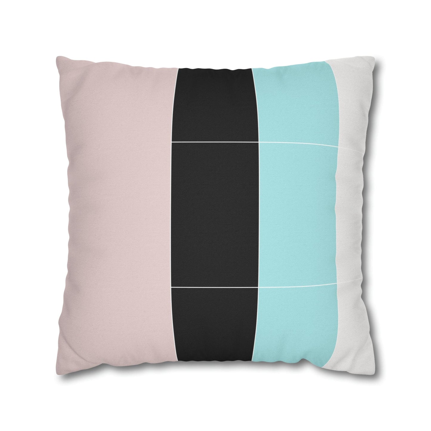Decorative Throw Pillow Cover - Pastel Pink Black Blue Stripes