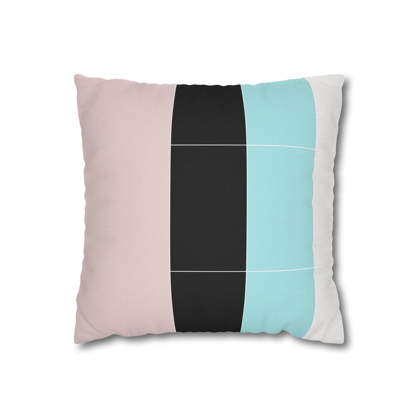 Decorative Throw Pillow Cover - Pastel Pink Black Blue Stripes