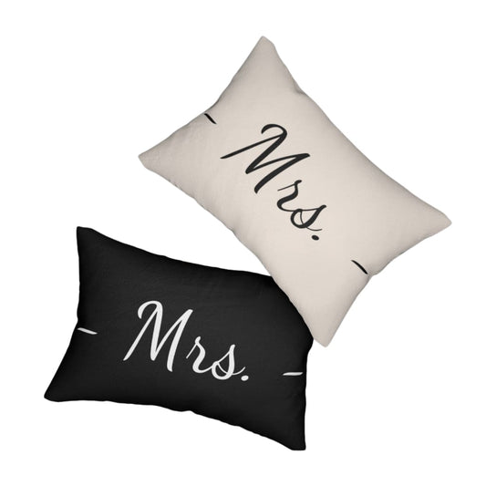 Decorative Lumbar Throw Pillow - Mrs. - Beige Black