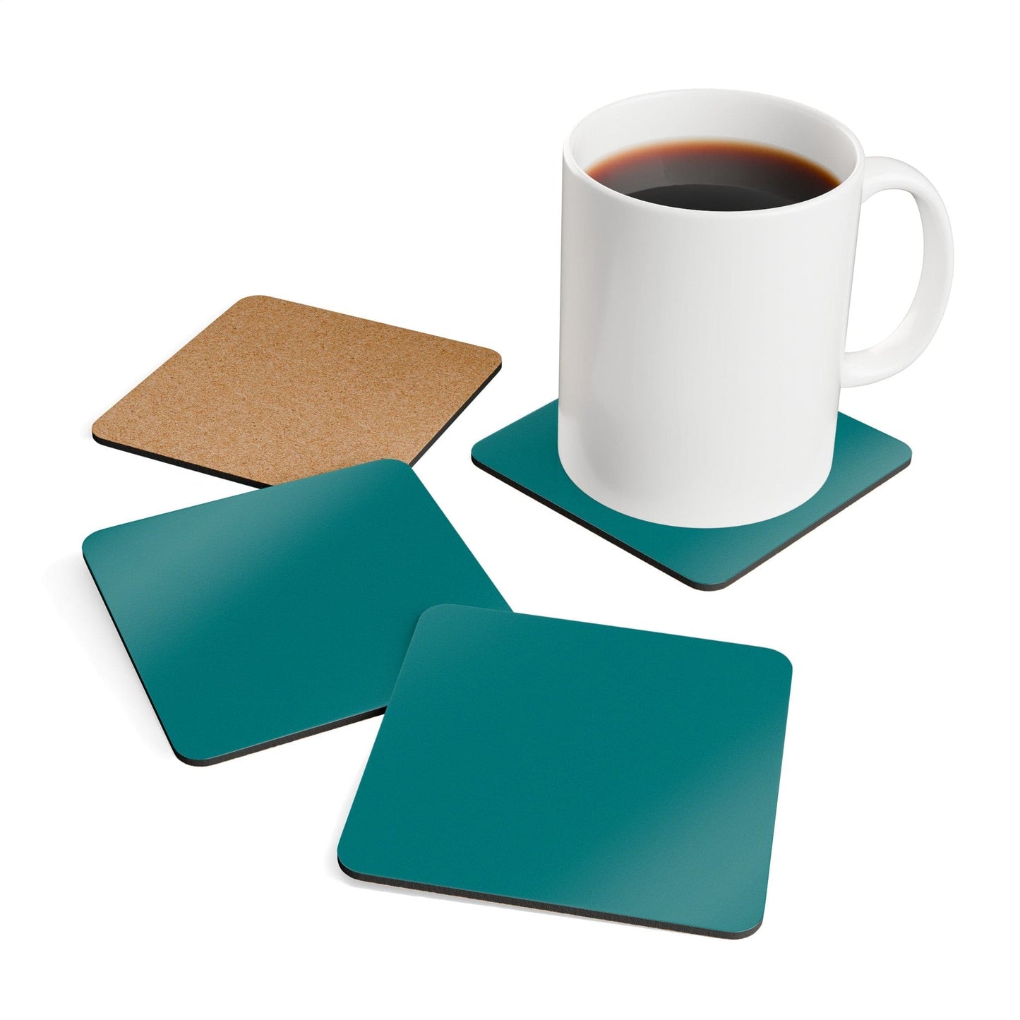 Handcrafted Square Coaster Set of 4 Dark Teal Green
