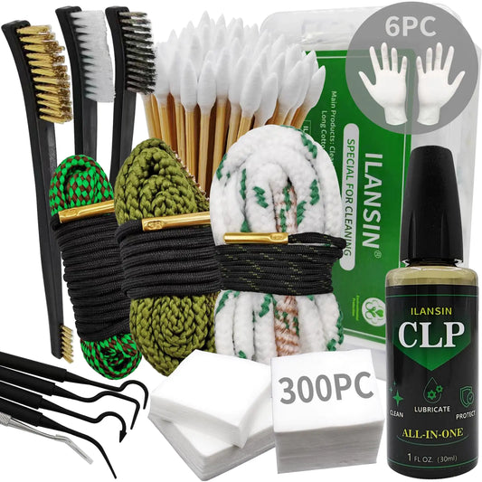 ILANSIN Bore Cleaner Gun Cleaning Kit for 12Ga / 5.56 / 9mm Gun Cleaning SnakeCLP Oil NeedleGun Cleaning Supplies with Gun Cleaning Patches 6-inch Gun Cleaning Swabs Gun Brushes Cleaning Picks