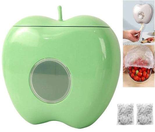 MAXBECK Thickened Cling Film Sleeve Storage Box With 200pcs Plastic Wrap Plastic Food Wrap Bag Storage Organizer Multifunctional Wall-Mounted Kitchen Organizer for Fresh Keeping Bag (GREEN)