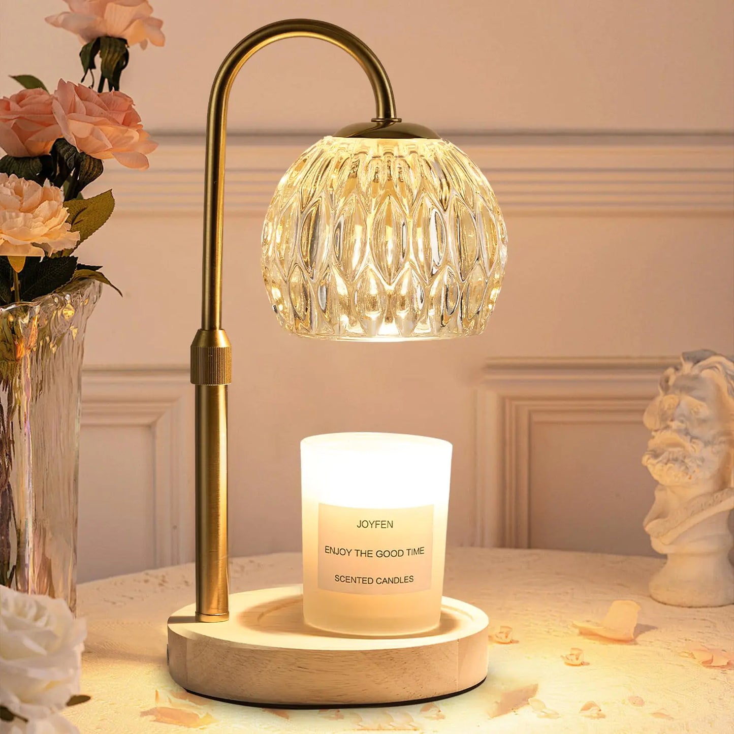 Candle Warmer Lamp with Timer: Electric Candle Warmer Lamp Adjustable Height for Jar Candles Dimmable Candle Warmer Light with 2 Bulbs for Bedroom Home Decor Scented Wax Gifts for Mom