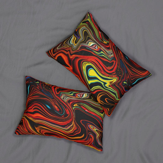 Decorative Lumbar Throw Pillow - Multicolor Marble Pattern