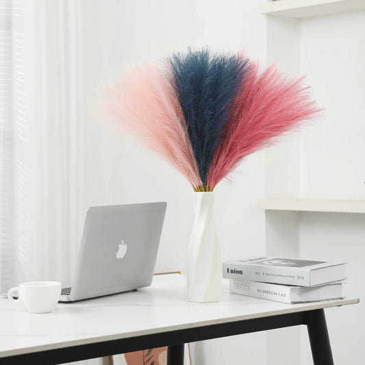 Wttisel 30pcs 22" Artificial Pampas Grass Decor - Faux Pampas Grass Blue Fluffy Pampas Grass Flower Arrangement and Vase Filler for Boho Home Wedding Mothers Day Decoration(Pink&Blue&Blush)